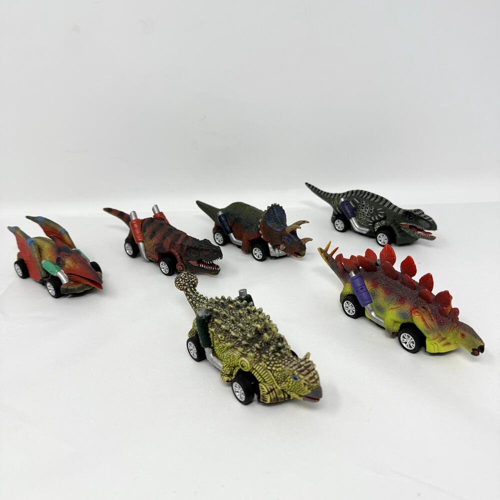 Dinosaur Cars Toy Pull Back Vehicles Realistic Appearance For Kids Pack of 6